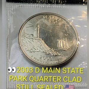 🇺🇸2003 D Maine State Park Quarter STILL IN CELLO UNCIRCULATED  CLAD 👍